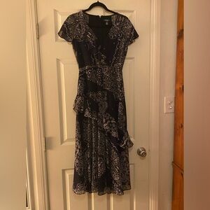 Chaps Navy and White Maxi Dress